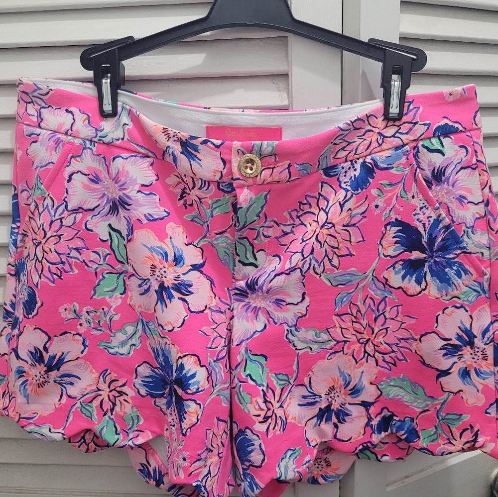 Lilly Pulitzer Vibrant Pink Floral High-Waist Shorts